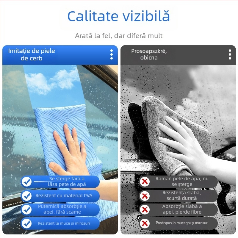 Prosop de curățare auto din PVA, imitatie de piele de căprioară, absorbant, fără scame, Plain-Weave, 150 g, Multifuncțional