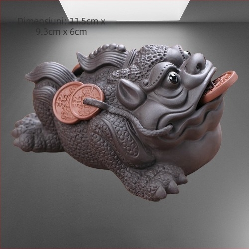 Set Tea Pet din lut de nisip, stil retro, calitate premium, cu broască-țestoasă dragon, Pixiu și Sun Wukong