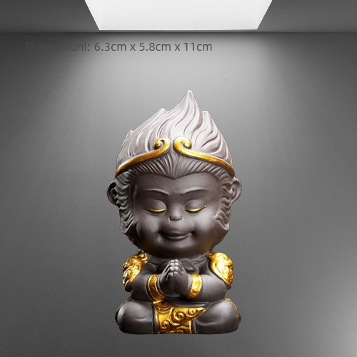 Set Tea Pet din lut de nisip, stil retro, calitate premium, cu broască-țestoasă dragon, Pixiu și Sun Wukong