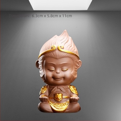 Set Tea Pet din lut de nisip, stil retro, calitate premium, cu broască-țestoasă dragon, Pixiu și Sun Wukong