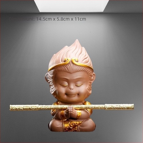 Set Tea Pet din lut de nisip, stil retro, calitate premium, cu broască-țestoasă dragon, Pixiu și Sun Wukong