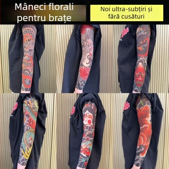 Manșon de braț ultra-subțire, fără cusur, cu motiv floral, protecție UV, unisex (Nailon, conținut principal 71–80%, design original, Primăvara 2025)
