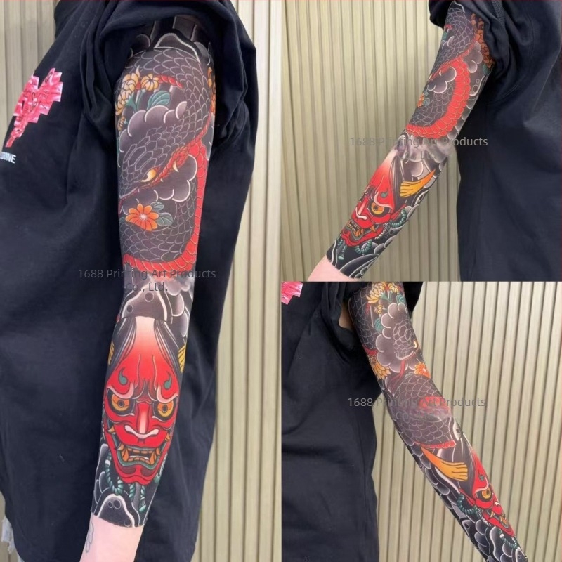 Manșon de braț ultra-subțire, fără cusur, cu motiv floral, protecție UV, unisex (Nailon, conținut principal 71–80%, design original, Primăvara 2025)