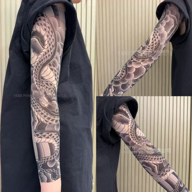 Manșon de braț ultra-subțire, fără cusur, cu motiv floral, protecție UV, unisex (Nailon, conținut principal 71–80%, design original, Primăvara 2025)