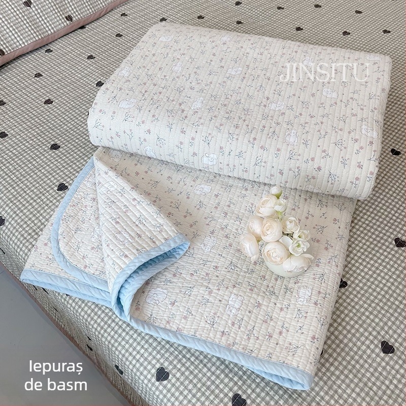 Set de acoperire pat din trei piese, 100% bumbac, model în dungi, țesătură twill, imprimare reactive, pentru toate anotimpurile