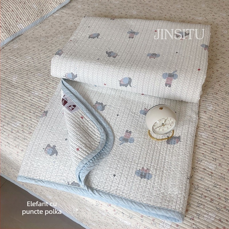 Set de acoperire pat din trei piese, 100% bumbac, model în dungi, țesătură twill, imprimare reactive, pentru toate anotimpurile