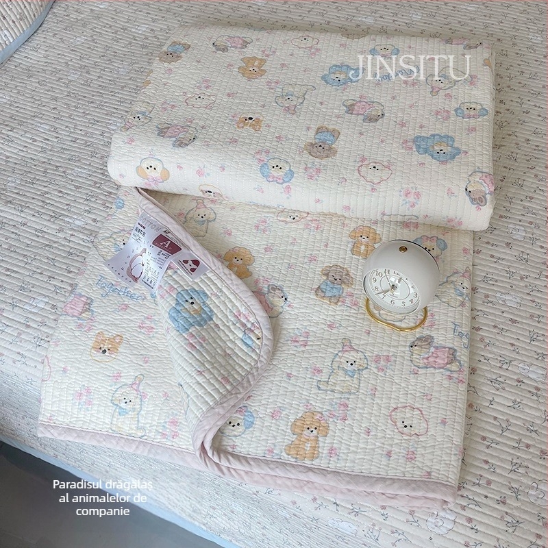 Set de acoperire pat din trei piese, 100% bumbac, model în dungi, țesătură twill, imprimare reactive, pentru toate anotimpurile