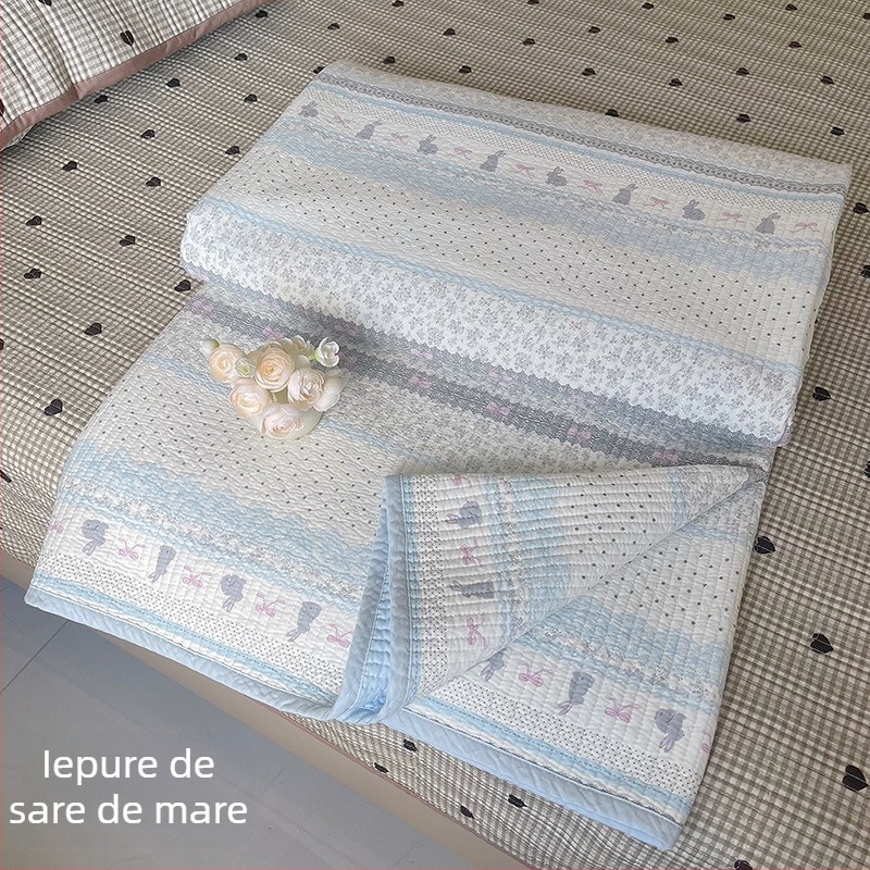 Set de acoperire pat din trei piese, 100% bumbac, model în dungi, țesătură twill, imprimare reactive, pentru toate anotimpurile