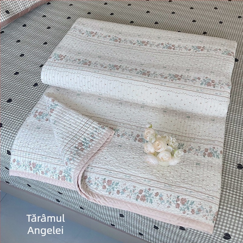 Set de acoperire pat din trei piese, 100% bumbac, model în dungi, țesătură twill, imprimare reactive, pentru toate anotimpurile