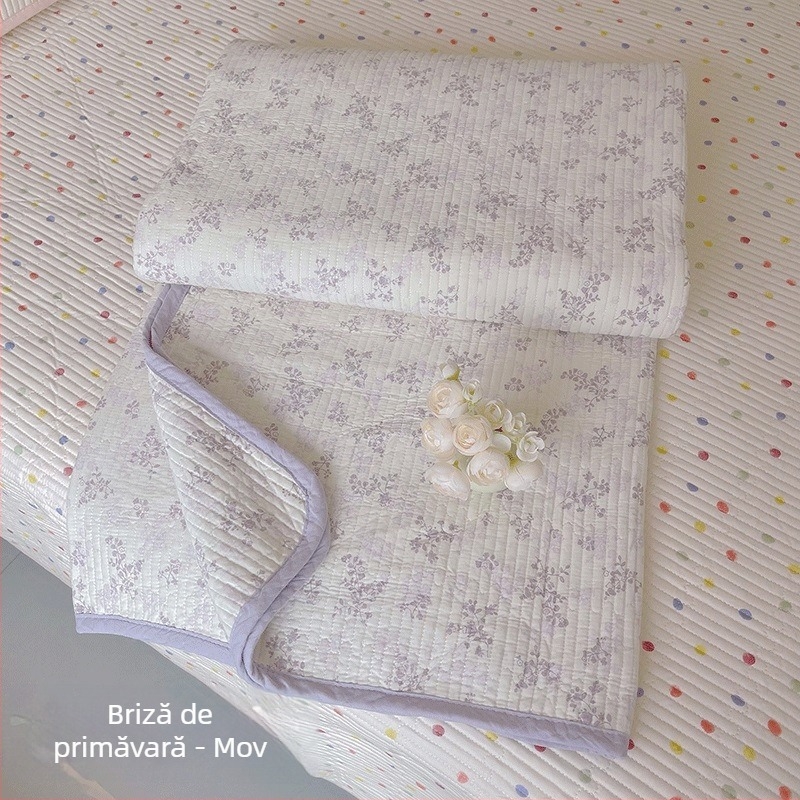 Set de acoperire pat din trei piese, 100% bumbac, model în dungi, țesătură twill, imprimare reactive, pentru toate anotimpurile