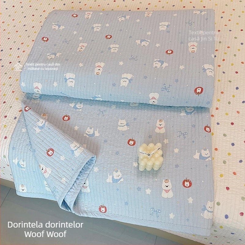 Set de acoperire pat din trei piese, 100% bumbac, model în dungi, țesătură twill, imprimare reactive, pentru toate anotimpurile