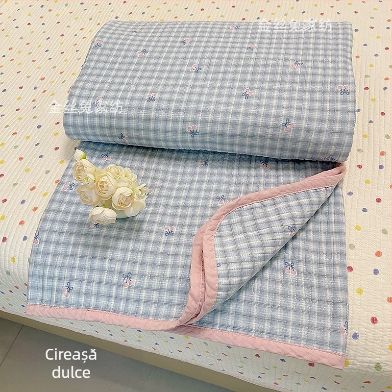 Set de acoperire pat din trei piese, 100% bumbac, model în dungi, țesătură twill, imprimare reactive, pentru toate anotimpurile