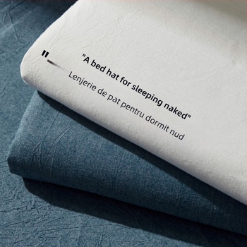 Lenjerie de pat din bumbac 100%, 60 fire, țesătură twill spălată, model geometric, vopsire reactive, densitatea țesăturii 133x72