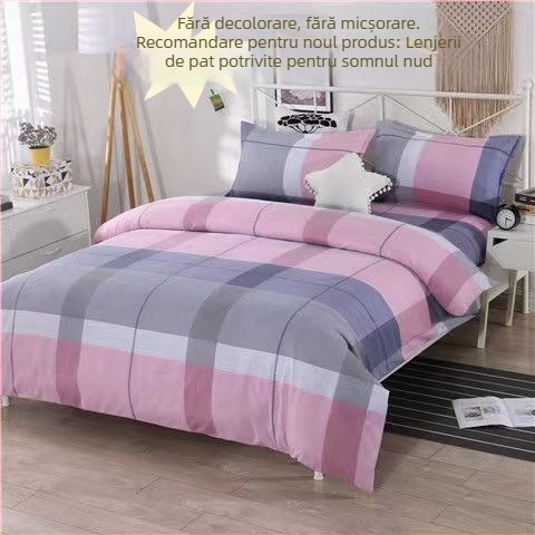 Set de lenjerie pentru cămin: poliester, țesătură twill, imprimare și vopsire reactive, model cu dungi, stil modern minimalist