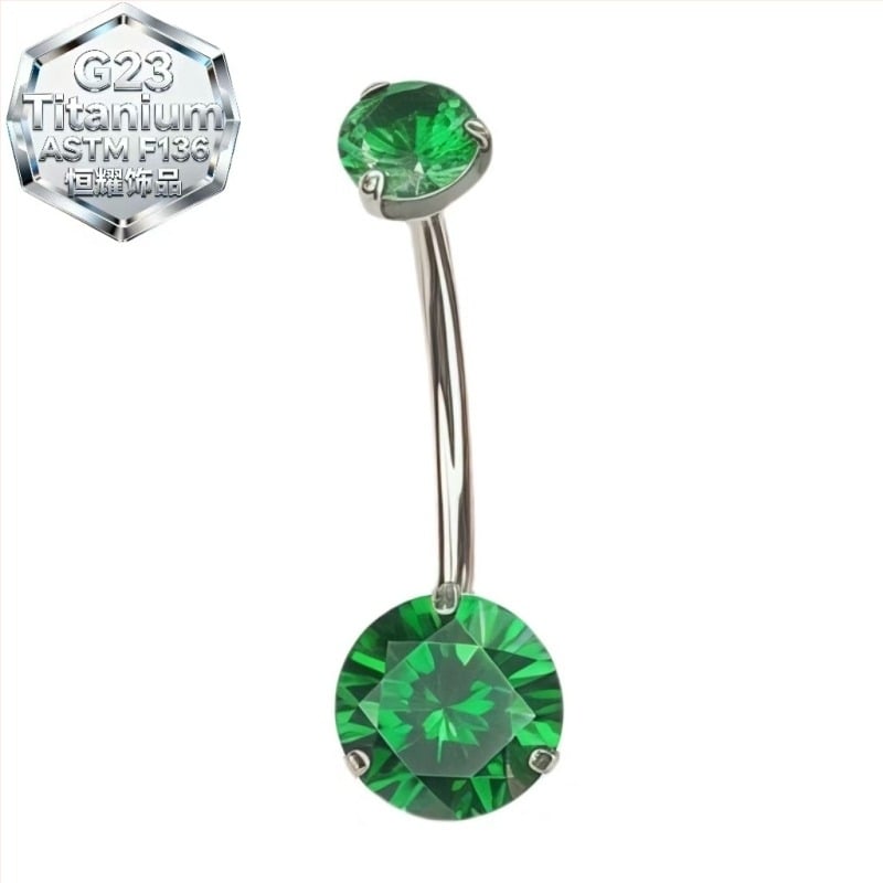 Inel de piercing pentru buric – aliaj de titan, zircon 5A, design geometric, prelucrare cu diamant, spirală interioară