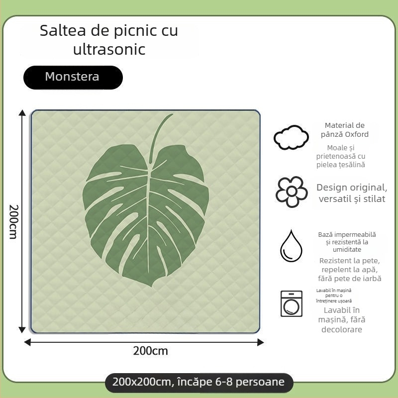 Covoraș octagonal impermeabil pentru camping, din poliester, antiderapant și rezistent la umezeală, pentru 4–6 persoane