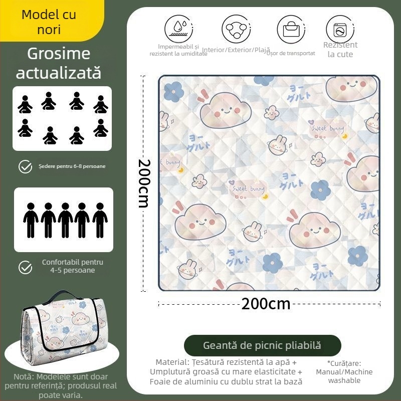 Covoraș octagonal impermeabil pentru camping, din poliester, antiderapant și rezistent la umezeală, pentru 4–6 persoane