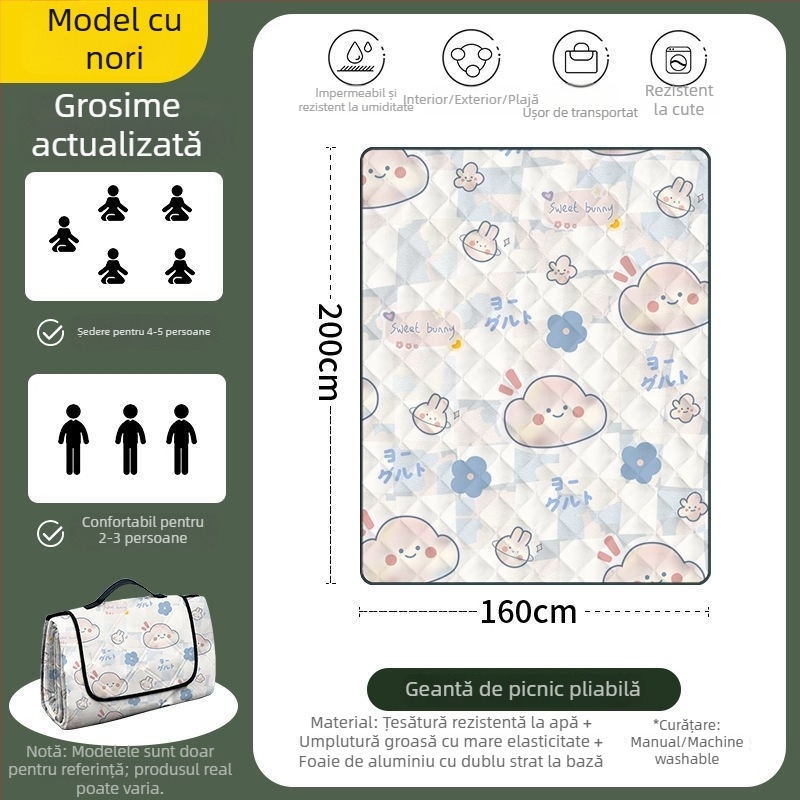 Covoraș octagonal impermeabil pentru camping, din poliester, antiderapant și rezistent la umezeală, pentru 4–6 persoane