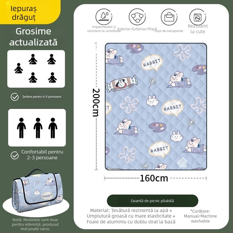 Covoraș octagonal impermeabil pentru camping, din poliester, antiderapant și rezistent la umezeală, pentru 4–6 persoane