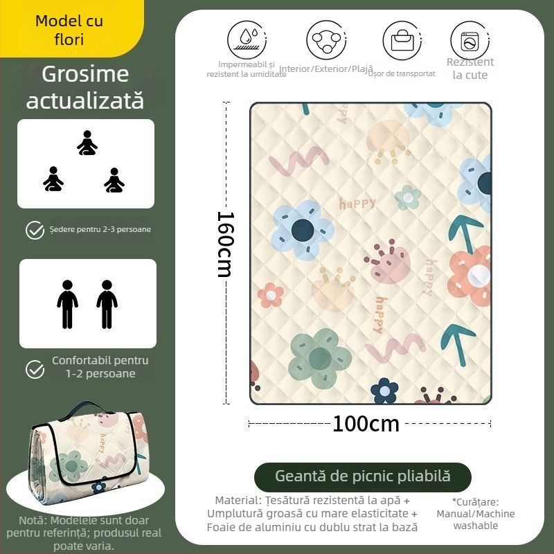 Covoraș octagonal impermeabil pentru camping, din poliester, antiderapant și rezistent la umezeală, pentru 4–6 persoane