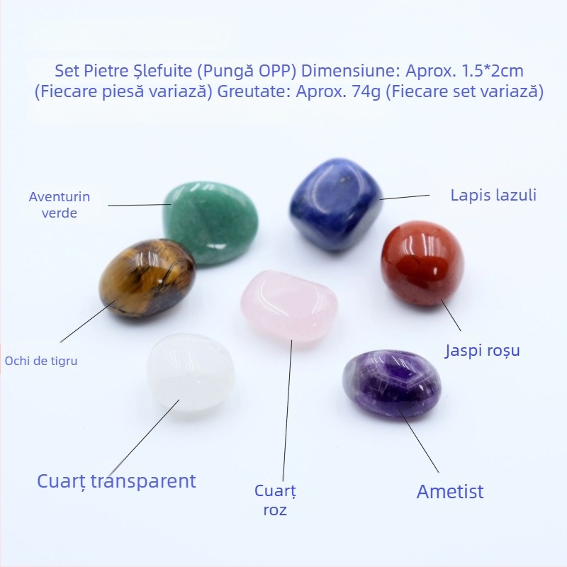 Cristale naturale multicolore în coloană hexagonală, în formă de inimă - set de mostre mineralogice într-o cutie cadou
