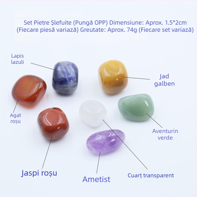 Cristale naturale multicolore în coloană hexagonală, în formă de inimă - set de mostre mineralogice într-o cutie cadou