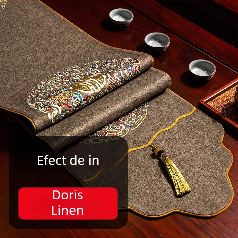 Steag de masă din material textil, model cu plante și flori, în stil chinezesc nou