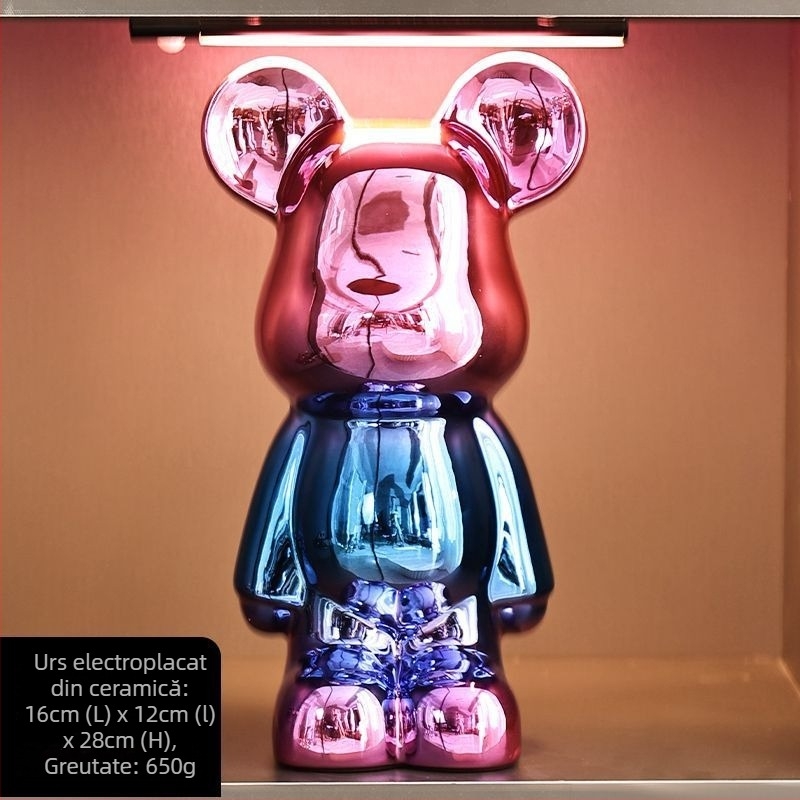 Set de figurine urs ceramic cu finisaj electroplacat, stil lux ușor, decor modern pentru casă, personalizabil