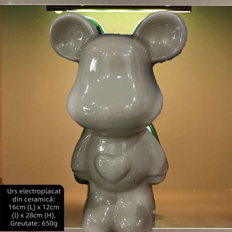 Set de figurine urs ceramic cu finisaj electroplacat, stil lux ușor, decor modern pentru casă, personalizabil