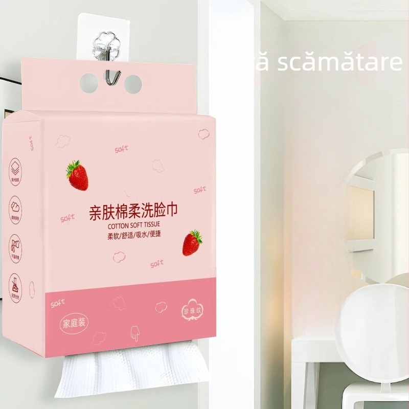 Busuduo Prosop de curățare a feței, montat pe perete, uz casnic, fibră nețesută, design cu tragere