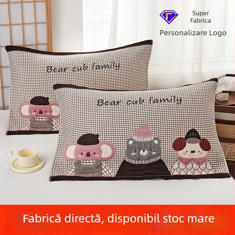 Husă de pernă, bumbac pur, logo imprimat, personalizare disponibilă, etichetă privată acceptată