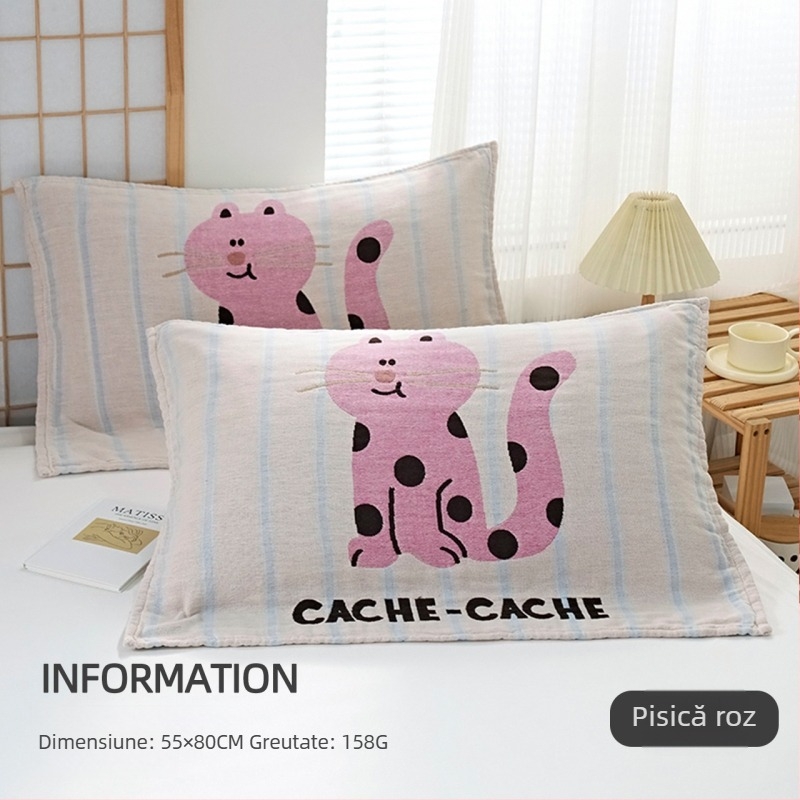 Husă de pernă, bumbac pur, logo imprimat, personalizare disponibilă, etichetă privată acceptată