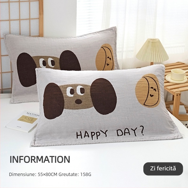 Husă de pernă, bumbac pur, logo imprimat, personalizare disponibilă, etichetă privată acceptată