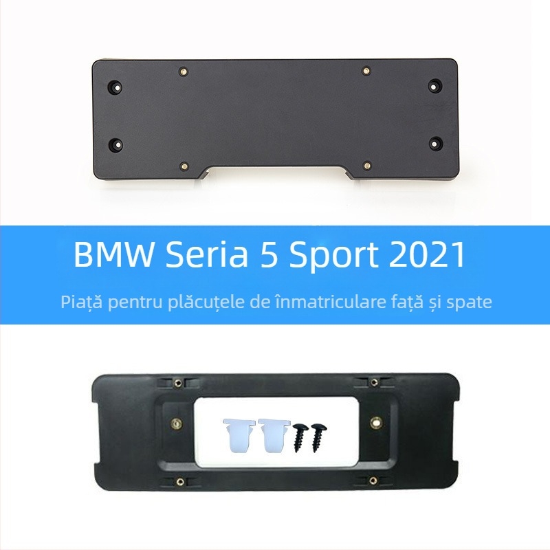 BMW Seria 5 – bază pentru plăcuța de înmatriculare pentru față și spate, cu suporturi și cadru GT