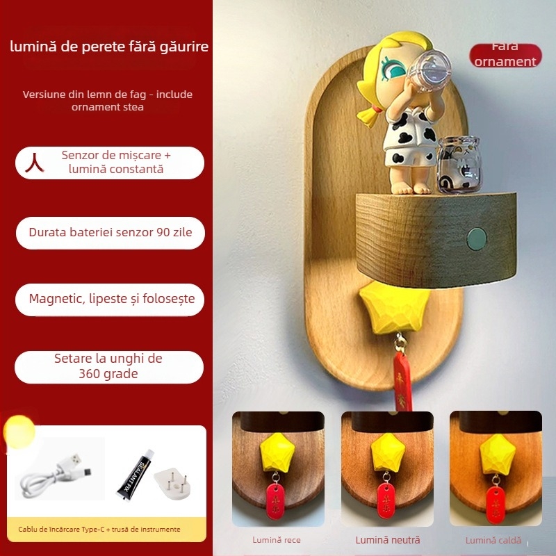 Autocolant de perete din lemn pentru baie – decor, pandantiv vază, stil proaspăt