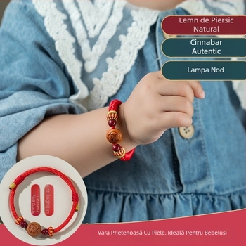 Brățară pentru copii din cinnabar, țesută manual, în stil etnic, cu motiv animal/zodiac