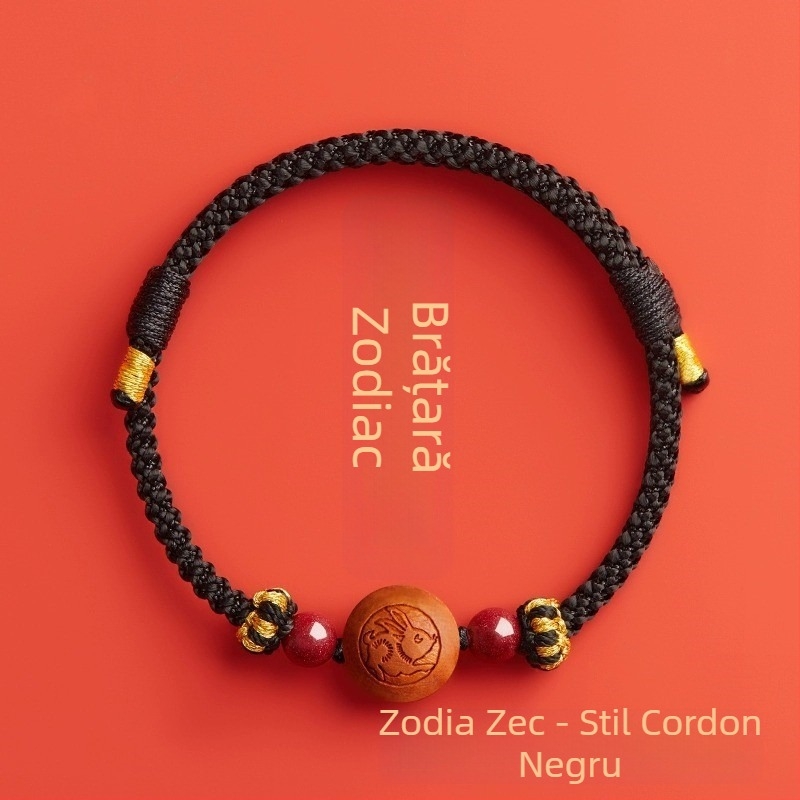 Brățară pentru copii din cinnabar, țesută manual, în stil etnic, cu motiv animal/zodiac