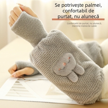 Mănuși și mansete de încălzire 2 în 1 – căldură și anti-murdărire, finisaj brumos, design original, Warm Fish, pentru vârsta 13+