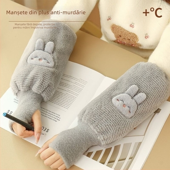 Mănuși și mansete de încălzire 2 în 1 – căldură și anti-murdărire, finisaj brumos, design original, Warm Fish, pentru vârsta 13+