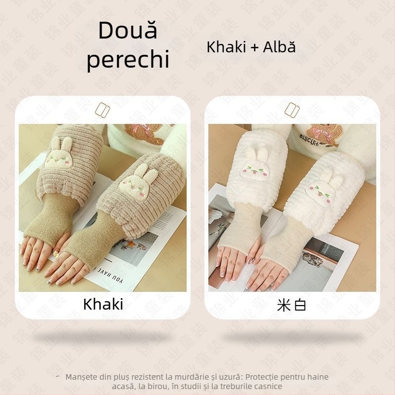 Mănuși și mansete de încălzire 2 în 1 – căldură și anti-murdărire, finisaj brumos, design original, Warm Fish, pentru vârsta 13+