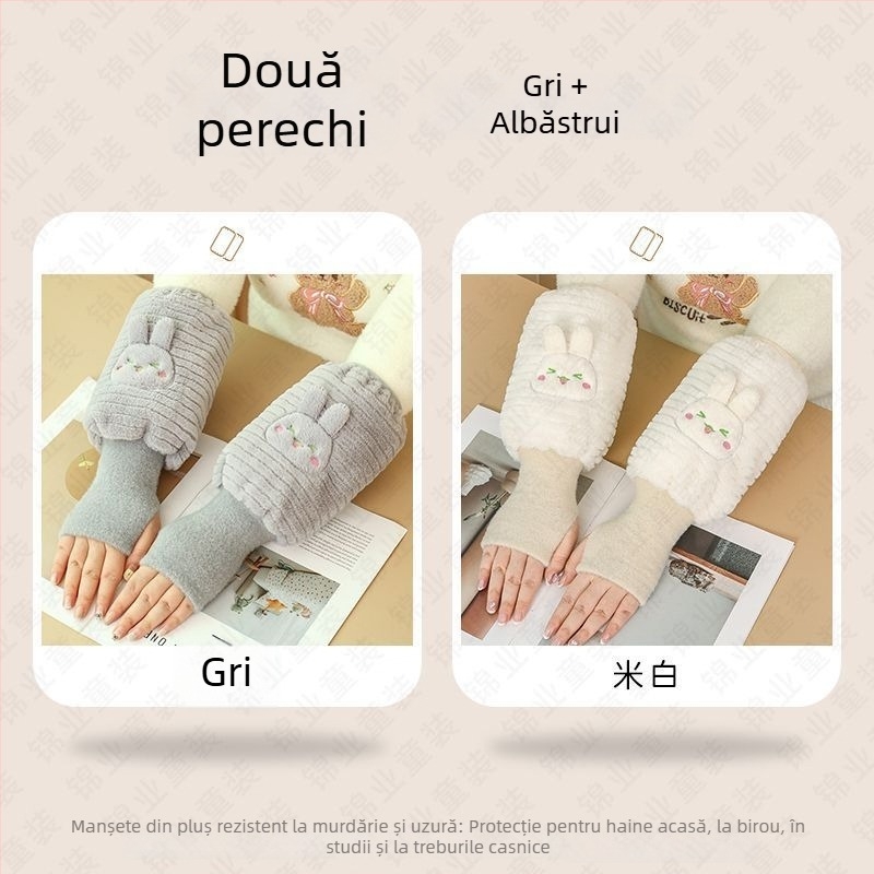 Mănuși și mansete de încălzire 2 în 1 – căldură și anti-murdărire, finisaj brumos, design original, Warm Fish, pentru vârsta 13+