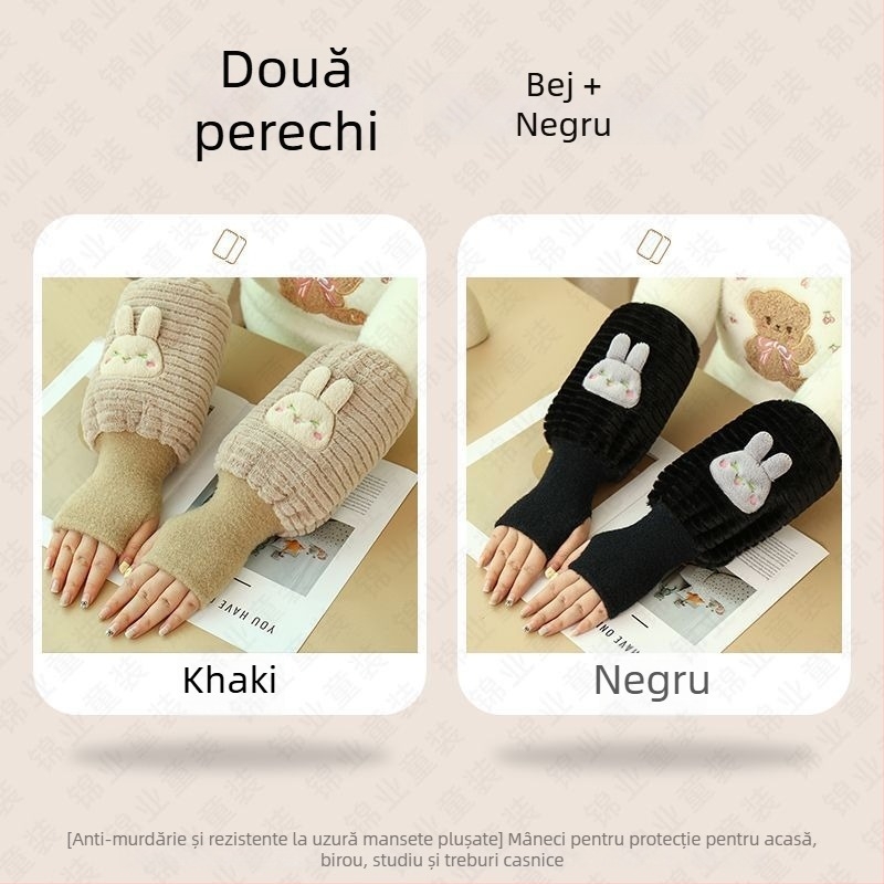 Mănuși și mansete de încălzire 2 în 1 – căldură și anti-murdărire, finisaj brumos, design original, Warm Fish, pentru vârsta 13+