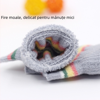 Mănuși tricotate cu degete jumătate pentru sugari 0–3 ani, cu dungi, calde pentru iarnă, primăvară și toamnă