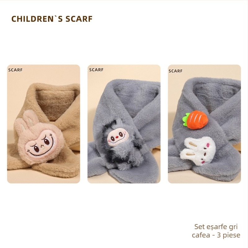 Șal pentru copii, model pisică, țesătură warp-knitted, căldură de iarnă