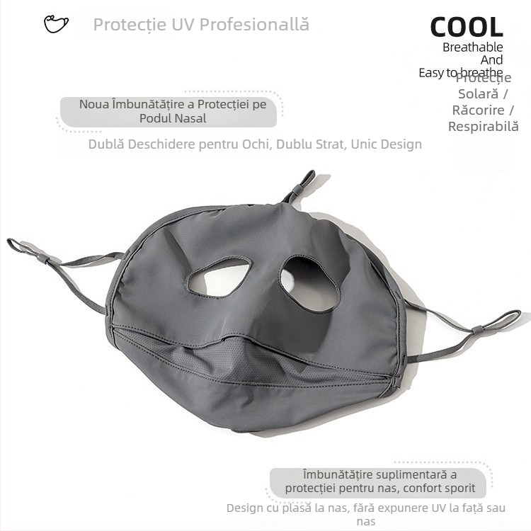 Masca de protecție solară pentru femei, Facekini din nylon ice-silk ultra-subțire, respirabilă, protecție UV, rezistentă la vânt, pentru ciclism în aer liber