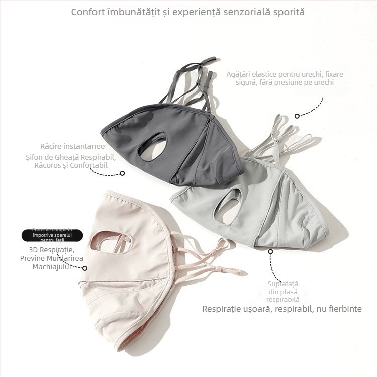Masca de protecție solară pentru femei, Facekini din nylon ice-silk ultra-subțire, respirabilă, protecție UV, rezistentă la vânt, pentru ciclism în aer liber