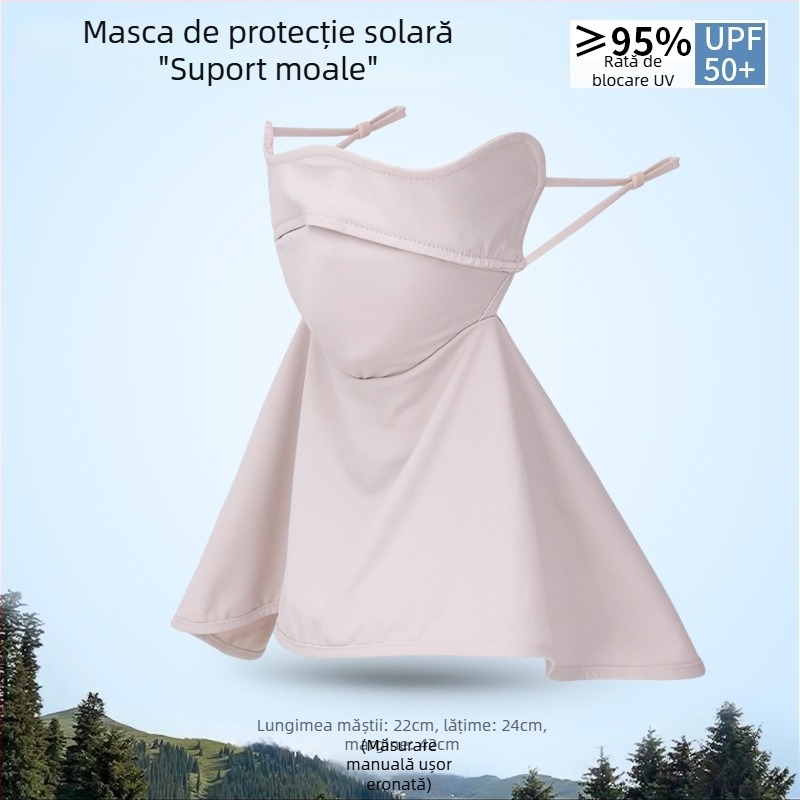 Masca de protecție solară pentru femei, Facekini din nylon ice-silk ultra-subțire, respirabilă, protecție UV, rezistentă la vânt, pentru ciclism în aer liber