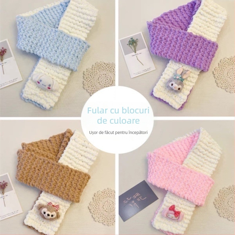 Kit de tricotat fular manual — fir acrilic 100%, tors 7s, fir monocord, formă de fir: tuan line, pentru tricotat manual