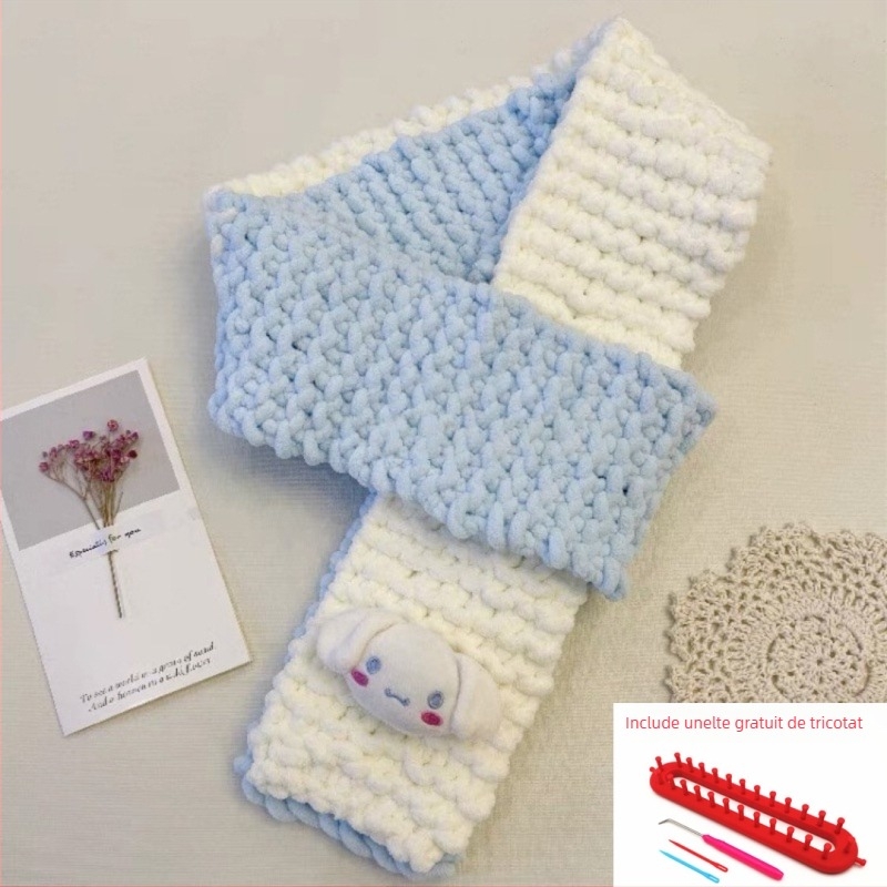 Kit de tricotat fular manual — fir acrilic 100%, tors 7s, fir monocord, formă de fir: tuan line, pentru tricotat manual