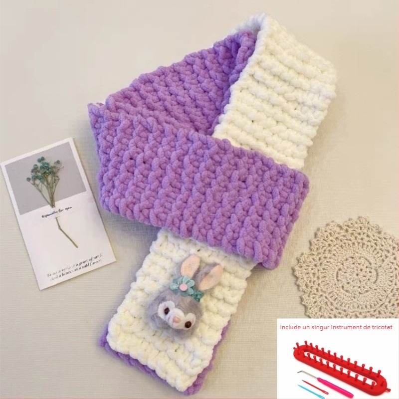 Kit de tricotat fular manual — fir acrilic 100%, tors 7s, fir monocord, formă de fir: tuan line, pentru tricotat manual